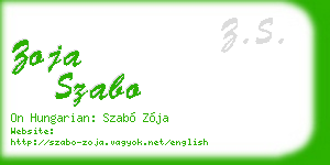 zoja szabo business card